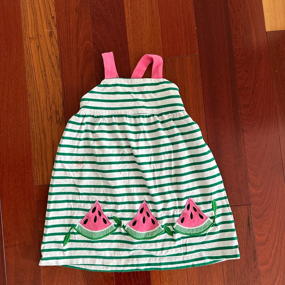 Classic Whimsy 4T Green Striped Watermelon Dress